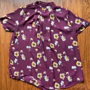 Sienna Sky Burgundy-Purple Flowered Blouse XS